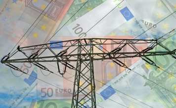 Strommast und Euro-Scheine